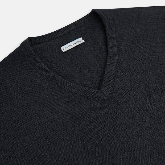 Dark Green Cashmere V-Neck Jumper Image 1