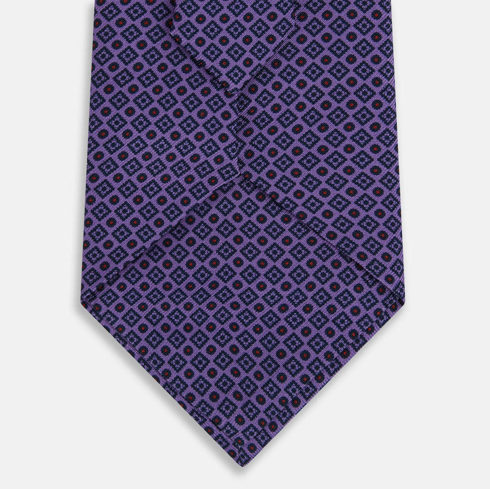 Purple Square and Circle Silk Tie