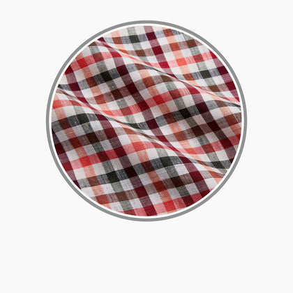 Red and Green Check Linen Blend Fabric Image 2