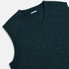 View 2 of product The Turnbull & Asser Forest Green Melange V-neck Cashmere Vest is a refined men’s knitwear piece, sleeveless with a classic V-neckline, shown here against a plain white background.