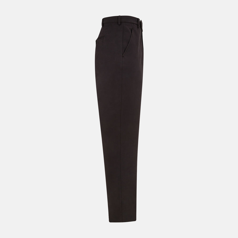 The Brown Henry B Trousers by Turnbull & Asser are straight-leg trousers made from premium Italian cotton, with belt loops, front button and zipper closure, shown against a plain white background.