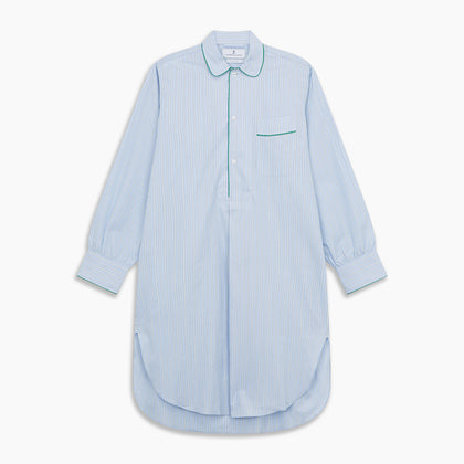 Blue and Green Stripe Poplin Cotton Nightshirt Image 5