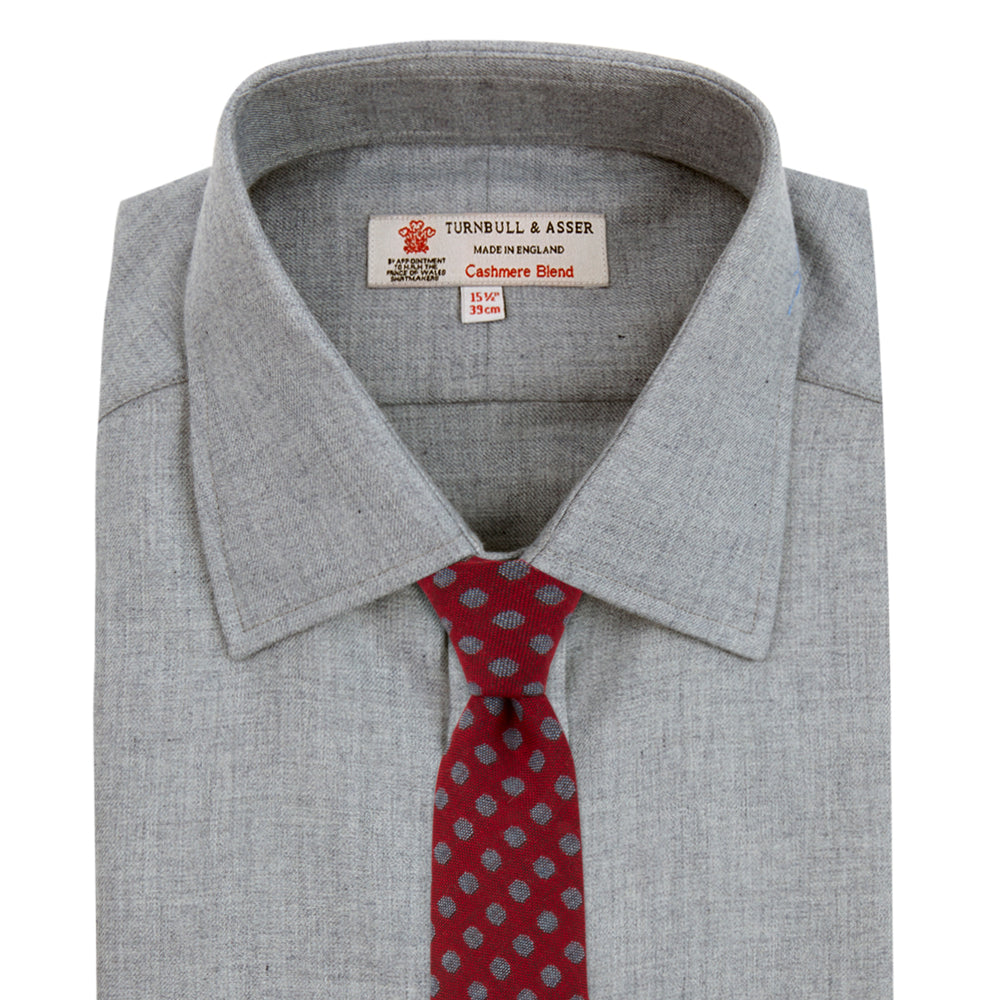 Grey Cashmere Blend Classic Shirt with T & A Collar