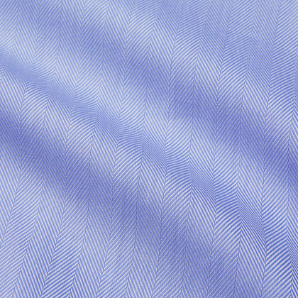 Blue Herringbone Regular Fit Shirt With Kent Collar