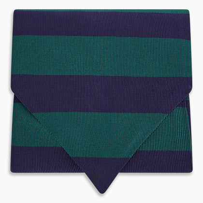 Wide Green Stripe and Navy Silk Cravat Image 4