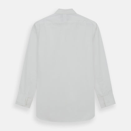 Plain White Cotton Shirt with T&A Collar and Double Cuffs Image 4