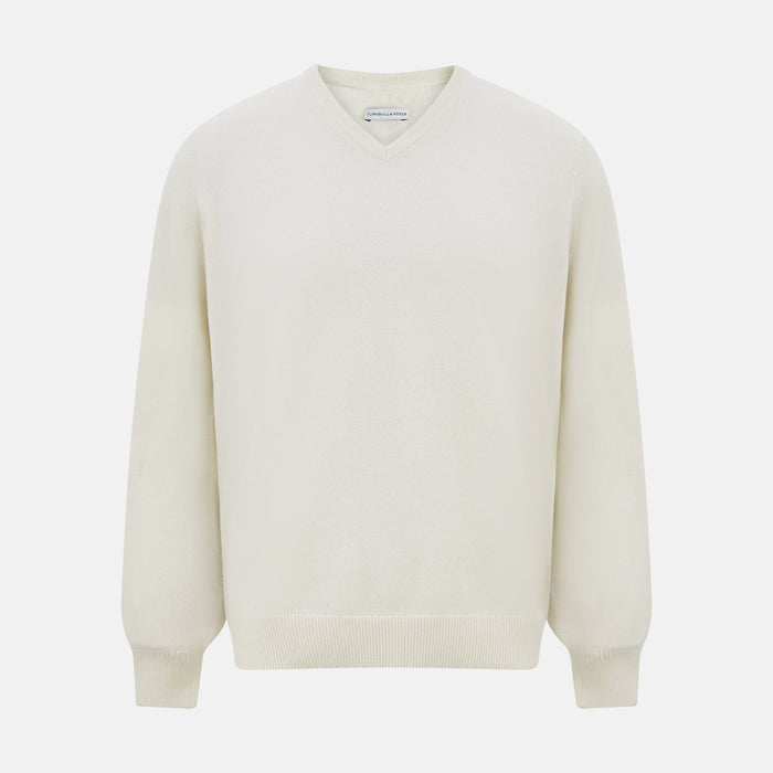 White Cashmere V-Neck Jumper