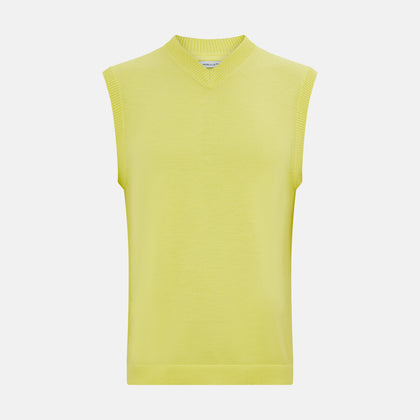 Bright Yellow Fine Merino V-Neck Vest