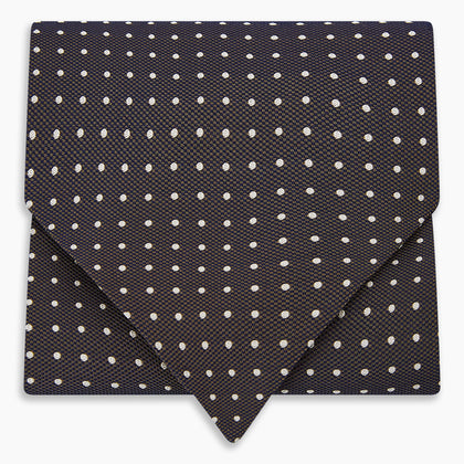 White and Brown Micro Dot Silk Cravat Image 4
