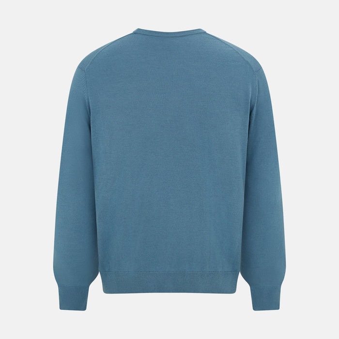 Pale Blue Fine Merino V-Neck Cardigan Image 2