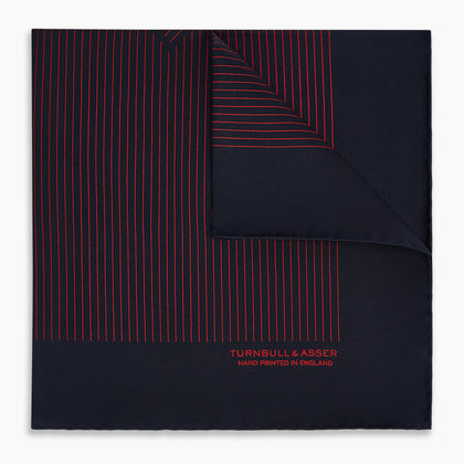 Navy and Red Stripe Silk Pocket Square Image 4