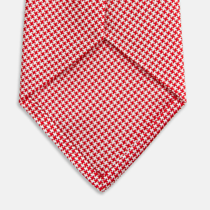 Red Houndstooth Silk Tie Image 3