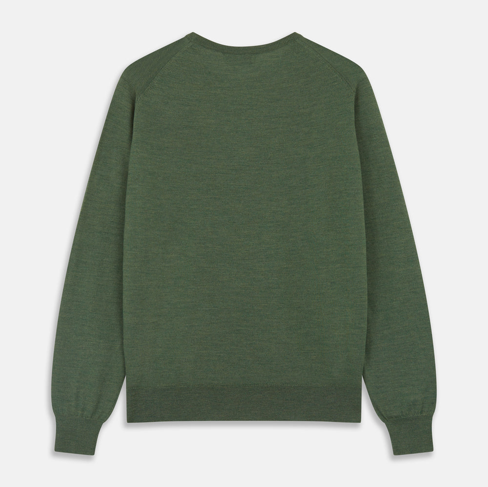 Bottle Green Merino Kingston Crew Neck Jumper