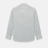 View 3 of product The Turnbull & Asser Forest Green Multi Check Westminster Shirt is a tailored, long-sleeved, button-up shirt with a collar and a white base featuring light blue and green plaid, displayed flat on a white background.