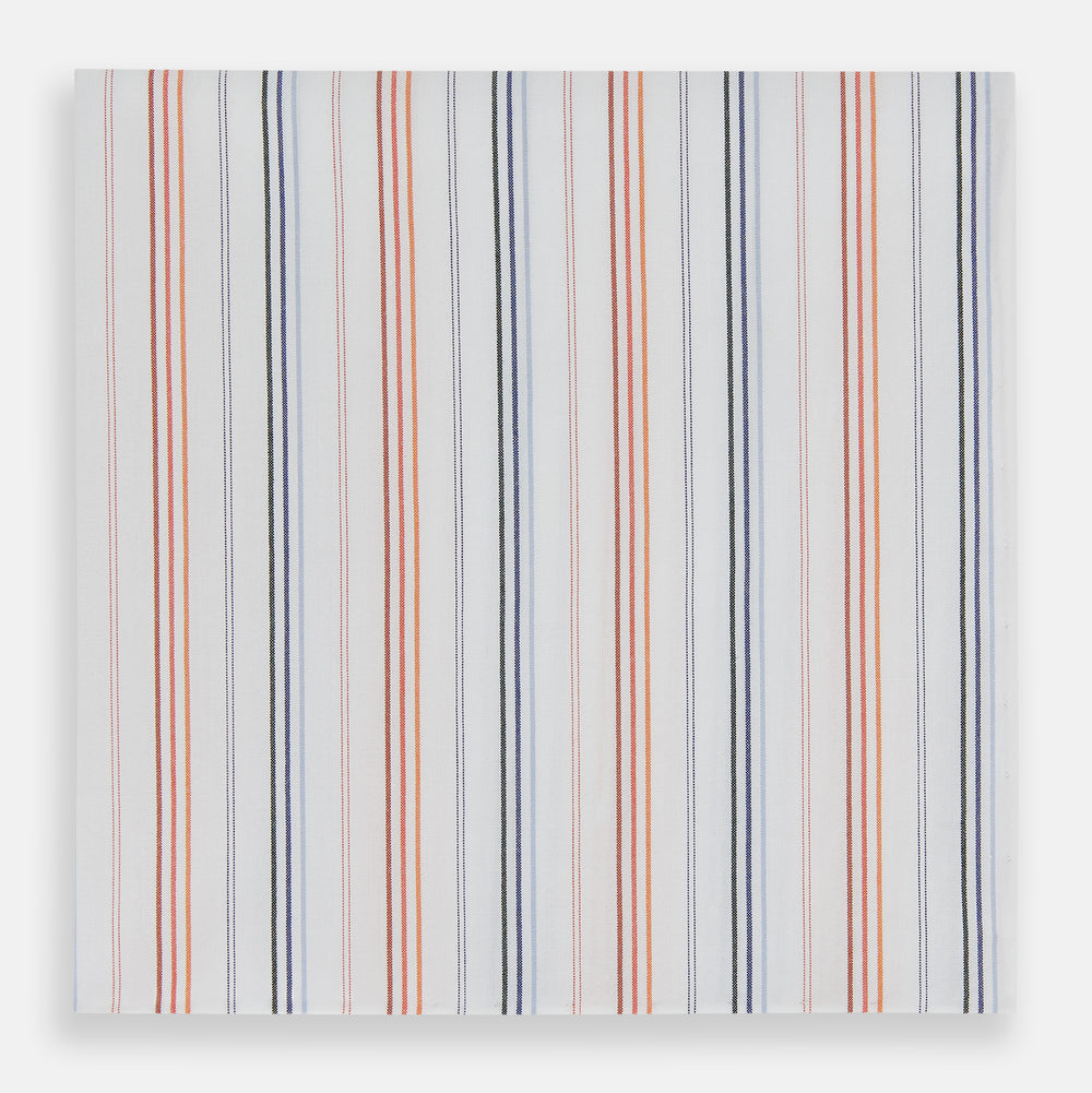 Hand Rolled Orange and Blue Multi Stripe Handkerchief