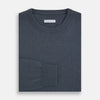View 4 of product The Turnbull & Asser Grey Cashmere Round Neck Jumper is shown against a light gray background, featuring a relaxed fit with ribbed cuffs, collar, and hem for an elegant look.