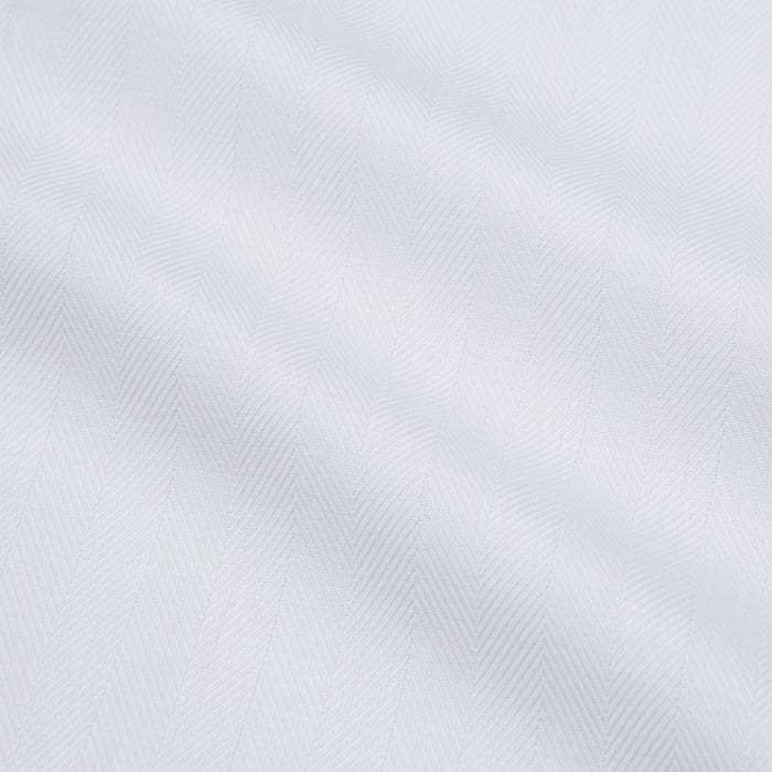 White Herringbone Tailored Fit Shirt With Kent Collar Image 4