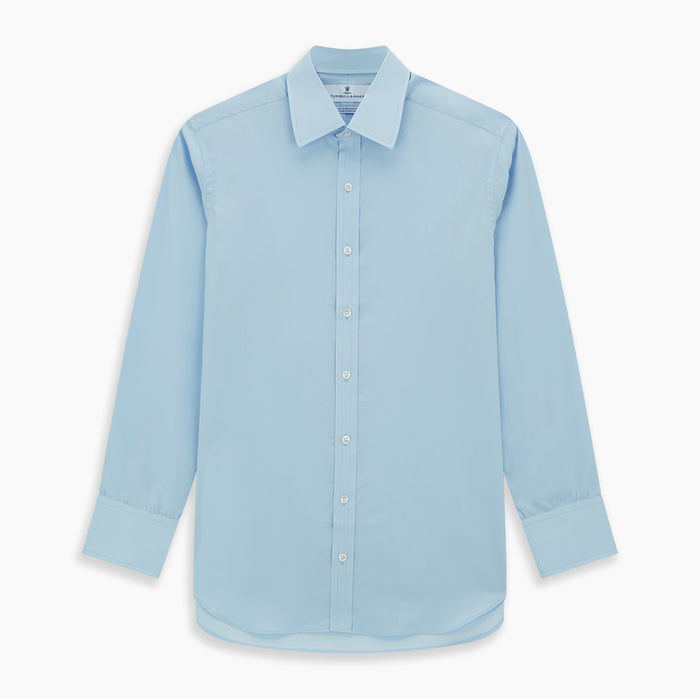 Light Blue Sea Island Quality Cotton Shirt with T&A Collar and 3-Button Cuffs Image 5