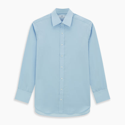 Light Blue Sea Island Quality Cotton Shirt with T&A Collar and 3-Button Cuffs Image 5