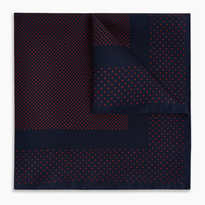 Navy and Red Dot Silk Pocket Square Image 4