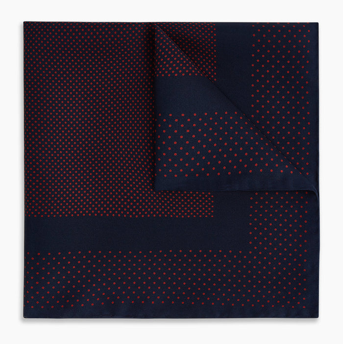 Navy and Red Dot Silk Pocket Square Image 4