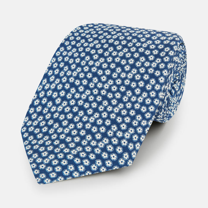 Azzurro Flower Patterned Silk Tie