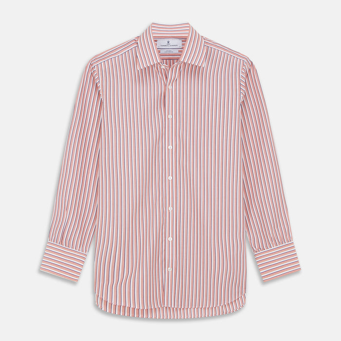 Orange and White Stripe Cotton Regular Fit Mayfair Shirt