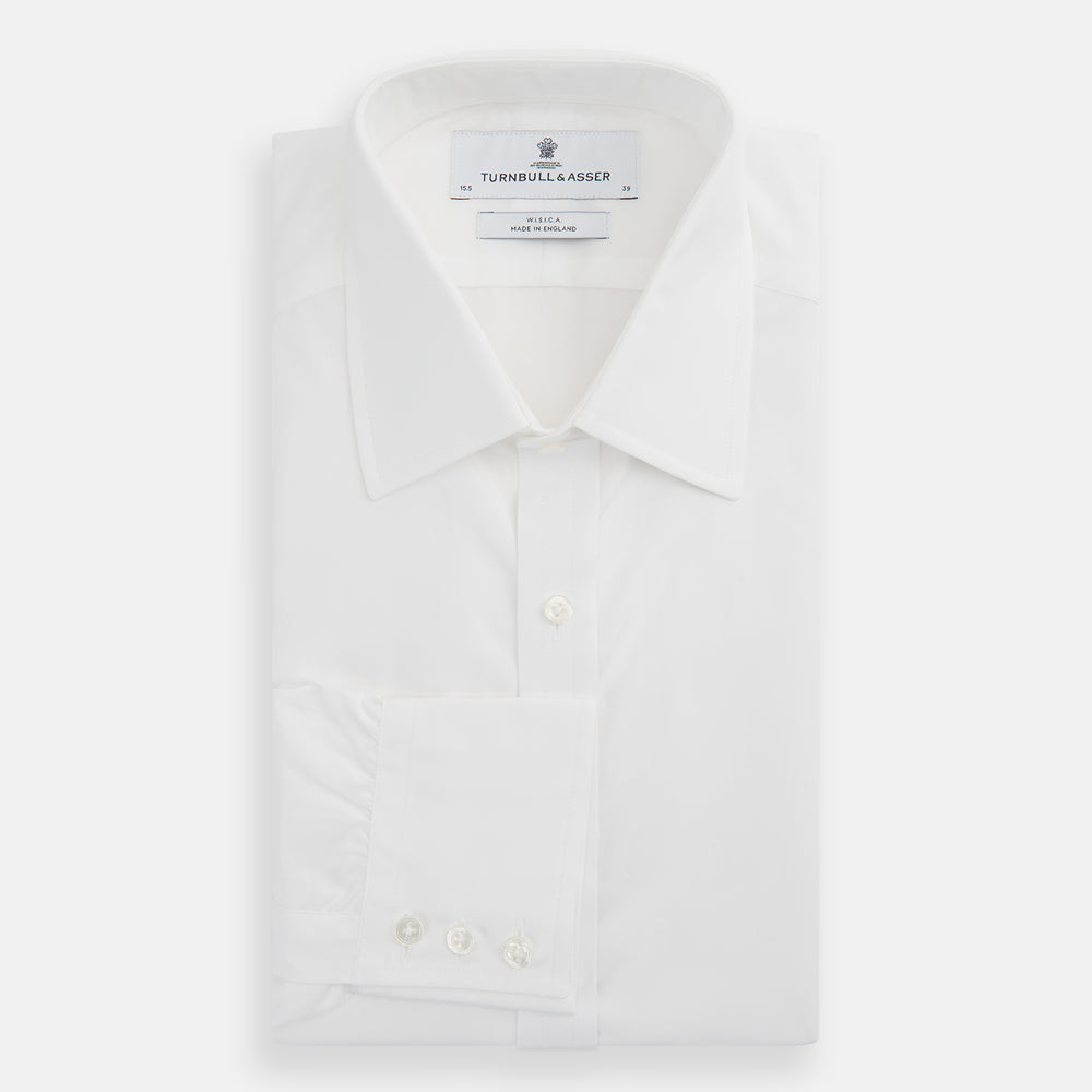 White West Indian Sea Island Cotton Shirt with T&A Collar and 3-Button Cuffs