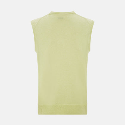 Melon Green V-neck Cashmere Vest Image 2