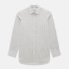 View 1 of product The Turnbull & Asser Grey Micro Shadow Check Mayfair Shirt is crafted from premium Italian cotton with long sleeves, a collar, and buttoned cuffs, shown folded flat against a white background.