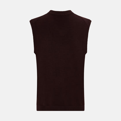 Burgundy Fine Merino V-Neck Vest Image 2