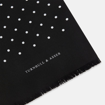 Black and White Spotted Silk Scarf