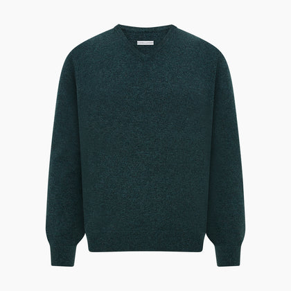 Forest Green Cashmere V-Neck Jumper Image 4