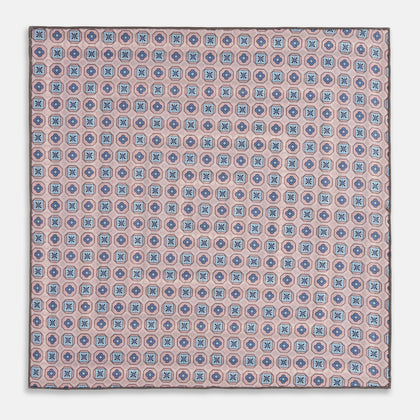 Lilac Dots and Floral Tile Double-Sided Silk Pocket Square Image 3