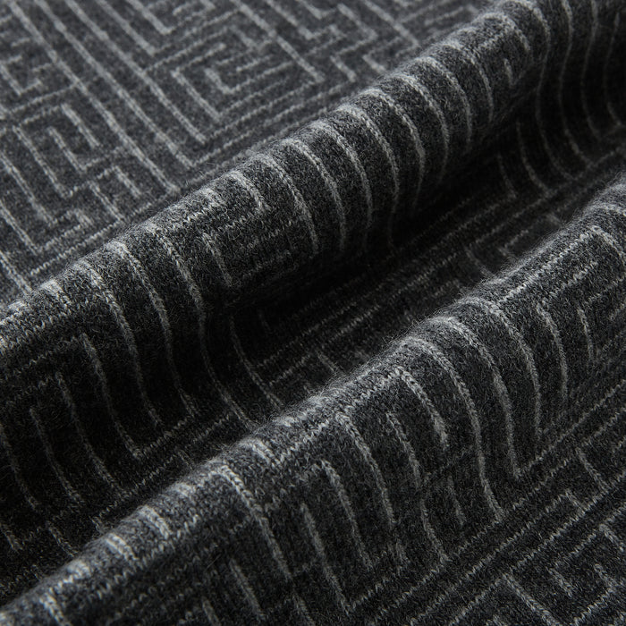 Grey Fretwork Cashmere Knitted Scarf Image 2