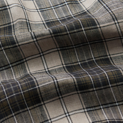 Brown Multi Check Linen Weekend Fit Unwin Shirt Image 3