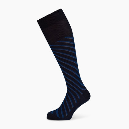 Navy Diagonal Striped Long Socks Image 4
