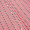 View 7 of product The Coral Pink Track Stripe Westminster Shirt by Turnbull & Asser features vertical navy and white stripes, a tailored fit, pointed collar, and buttoned cuffs—is displayed laid flat on a white background.