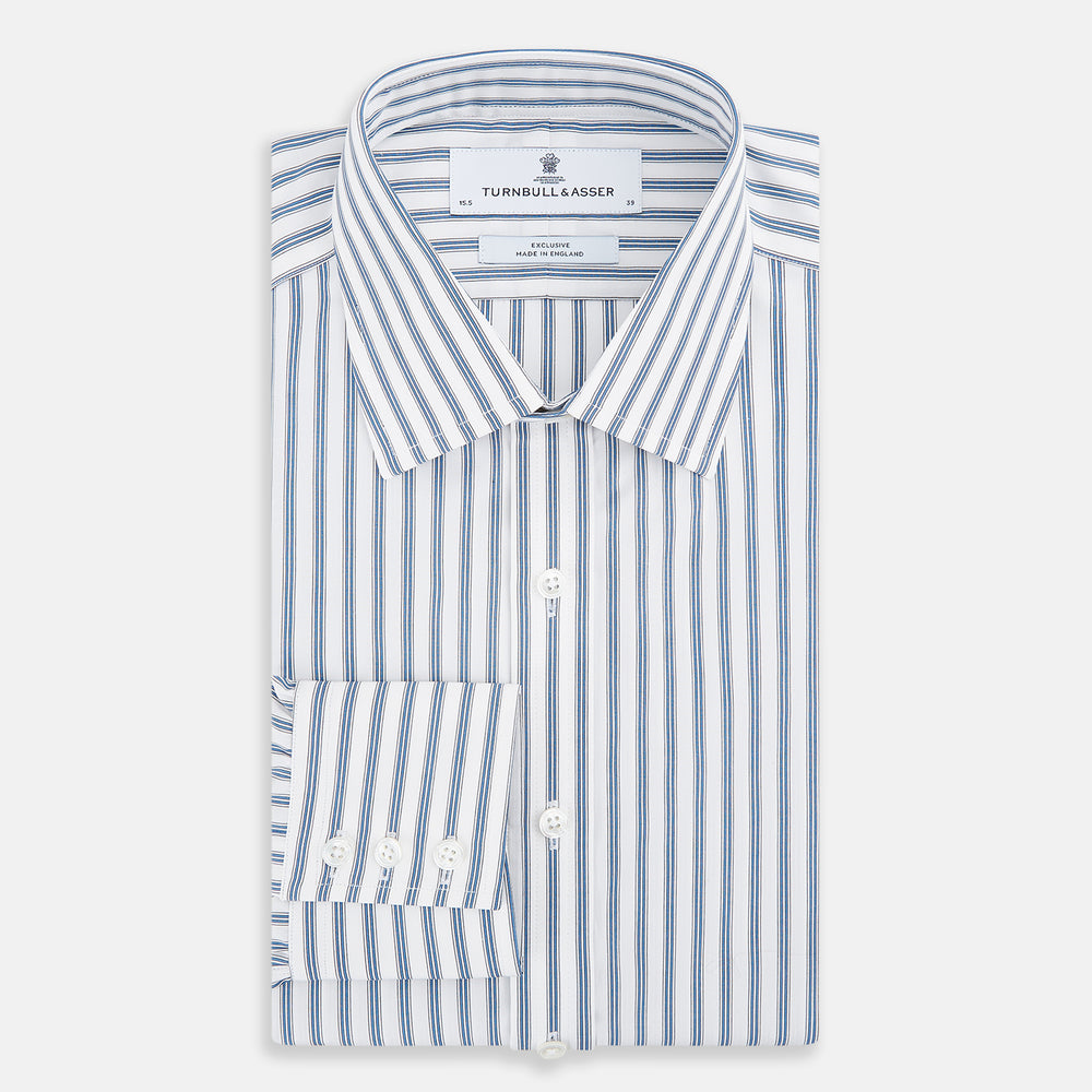 Blue Multi Wide Track Stripe Mayfair Shirt