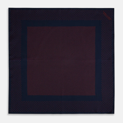 Navy and Red Dot Silk Pocket Square Image 3
