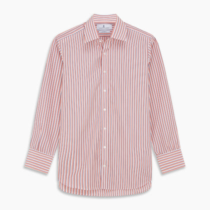 Orange and White Stripe Cotton Regular Fit Mayfair Shirt Image 5