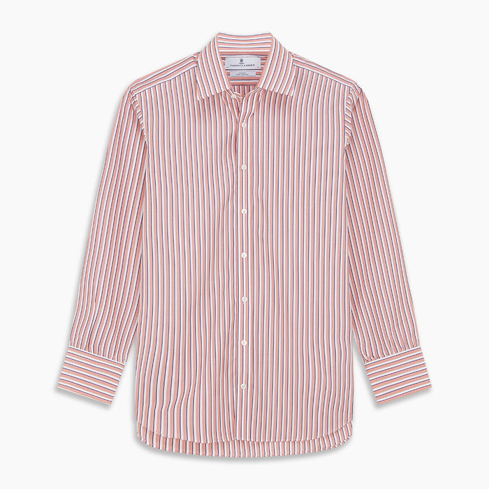 Orange and White Stripe Cotton Regular Fit Mayfair Shirt Image 5