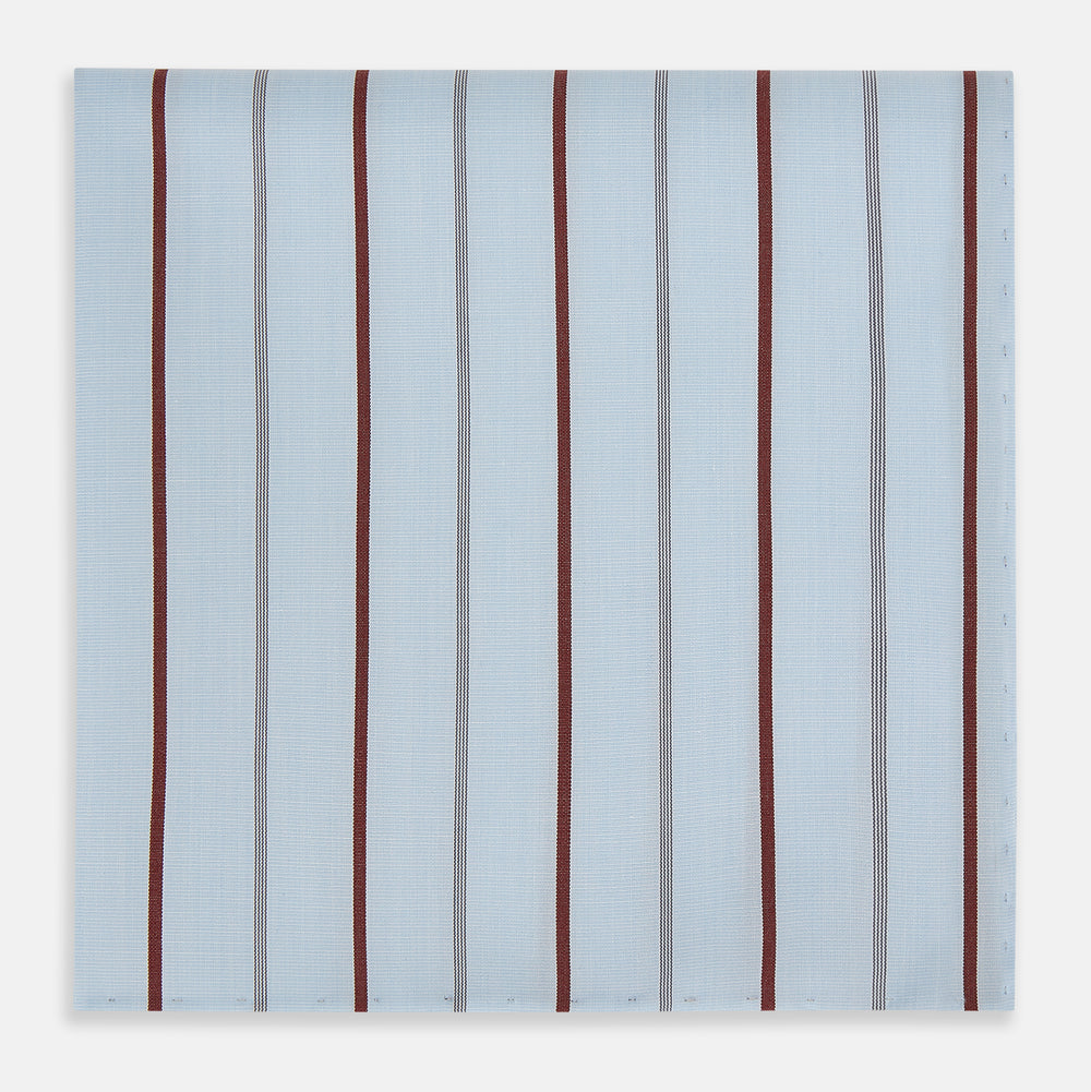 Burgundy Wide Pinstripe Hand-Rolled Handkerchief