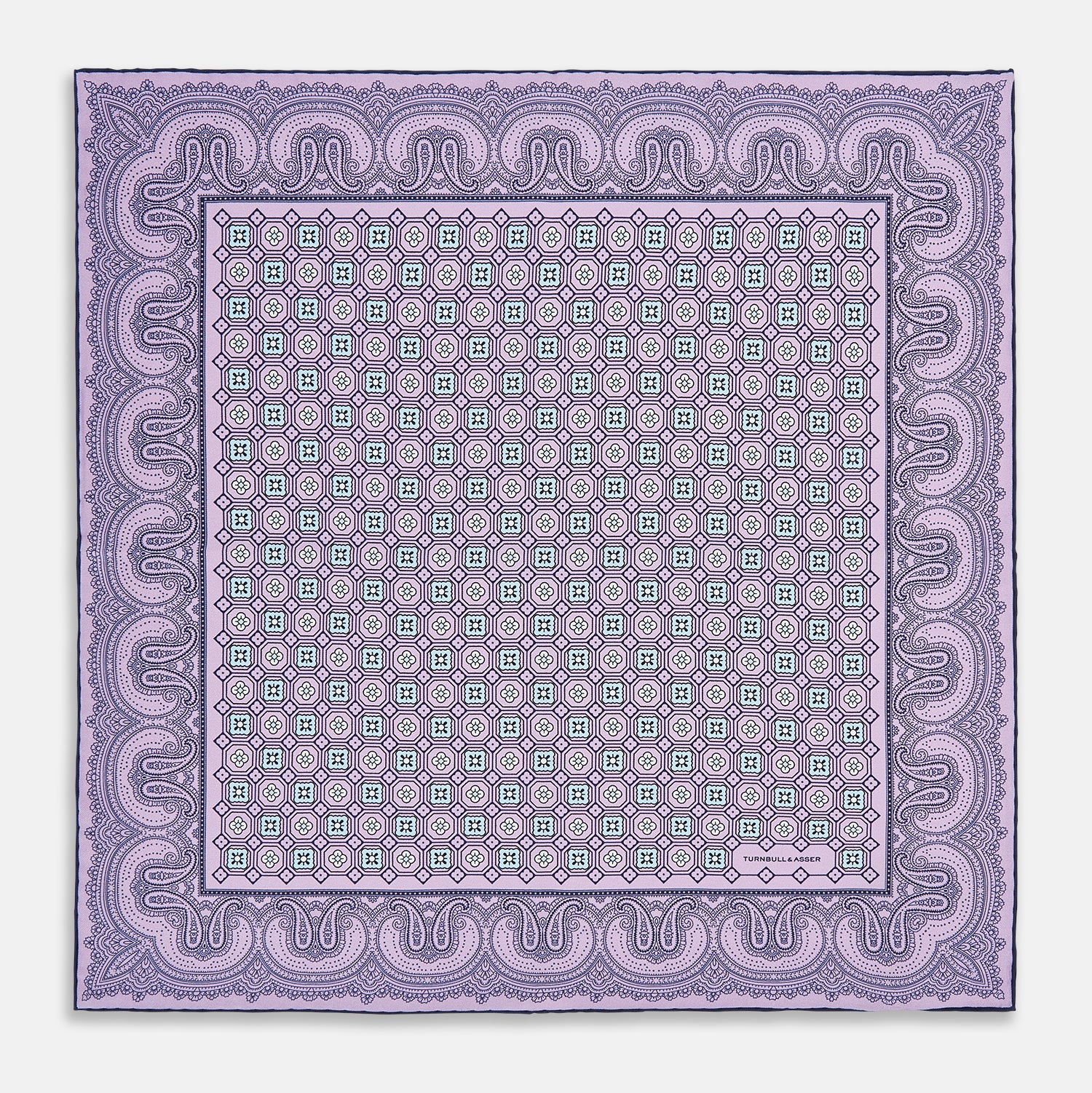 Image 9 of product Lilac Floral Tile and Paisley Silk Pocket Square