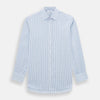 View 1 of product The Turnbull & Asser Blue and Navy Tattersall Check Mayfair Shirt features long sleeves, a button-up front, and a T&A collar in the classic Mayfair fit, shown flat against a white background.