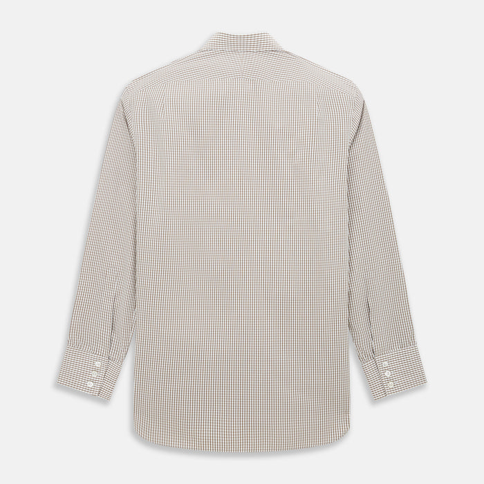 Coffee Micro Shadow Check Mayfair Shirt Image 2