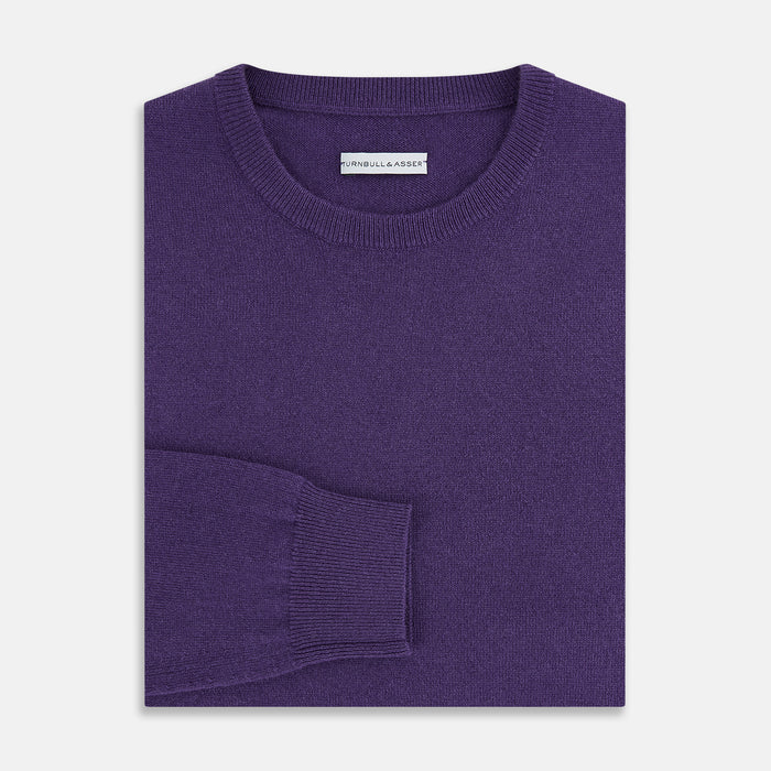 Purple Cashmere Round Neck Jumper Image 6