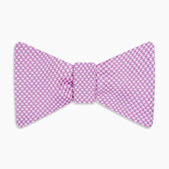 Pink and White Hounstooth Silk Bow Tie Image 3