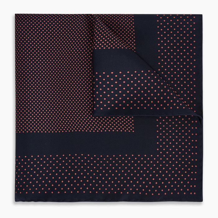 Navy and Orange Dot Silk Pocket Square Image 4