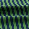 View 4 of product The Turnbull & Asser Green and Navy Candy Stripe Silk Weekend Fit Harold Shirt features long sleeves, a button-up front, collar, and cuffs, displayed laid flat on a white background.